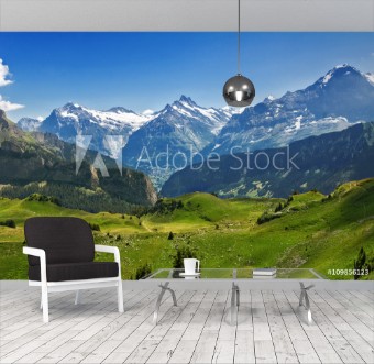 Picture of Beautiful idyllic Alps landscape with mountains in summer Switzerland